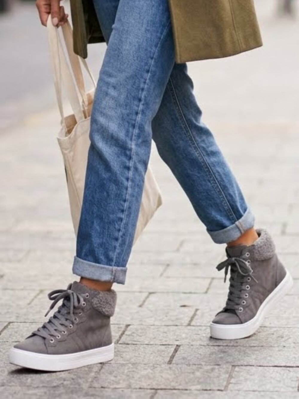 Marc Fisher Dapyr Gray Faux Suede Sherpa High Top Platform Sneaker Booties NIB 5